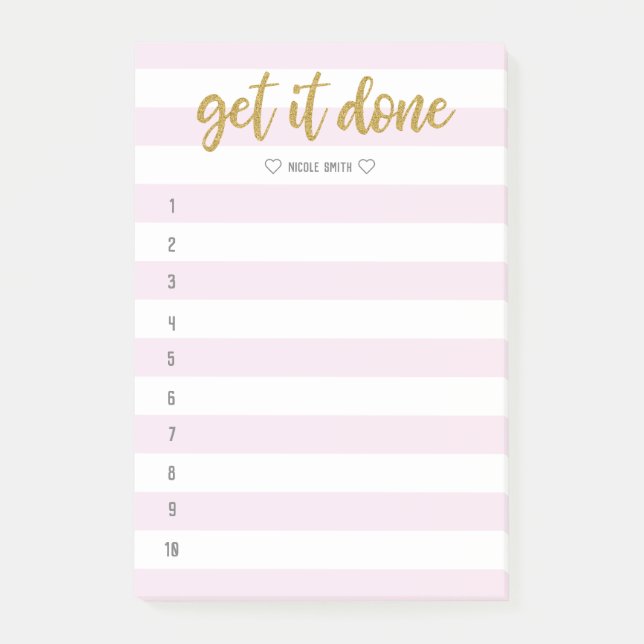 Striped Brush Lettered Get It Done Post-it Notes (Front)