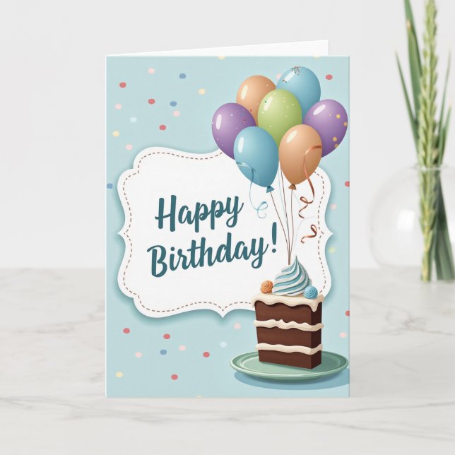 Striped Cake Celebration Card (Front)