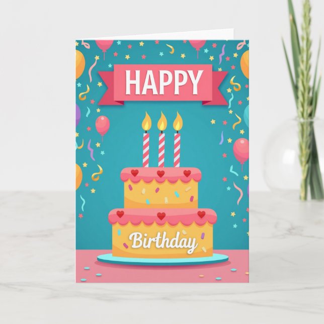 Striped Candle Party Card (Front)