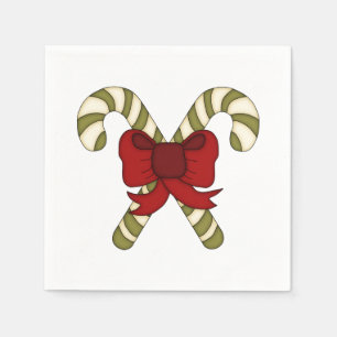 Striped Candy Canes wit Red Bow Napkin