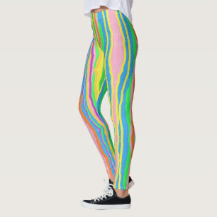 striped candy color leggings rainbow patterned