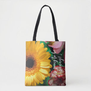 Striped carnations and gerbera Two-Tone coffee mug Tote Bag