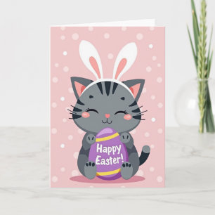 Striped Cat Easter Card