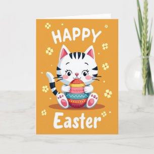Striped Cat Egg Celebration Card