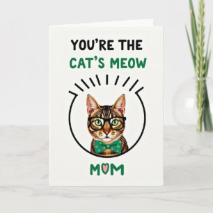 Striped Cat Meow Mom Card