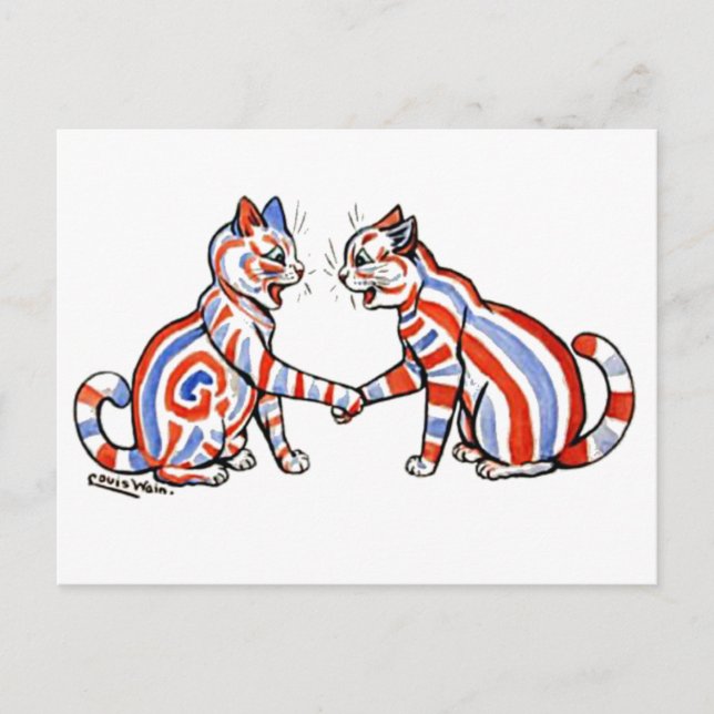 Striped Cats, Louis Wain,  Postcard (Front)
