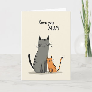 Striped Cats Love Mum Card