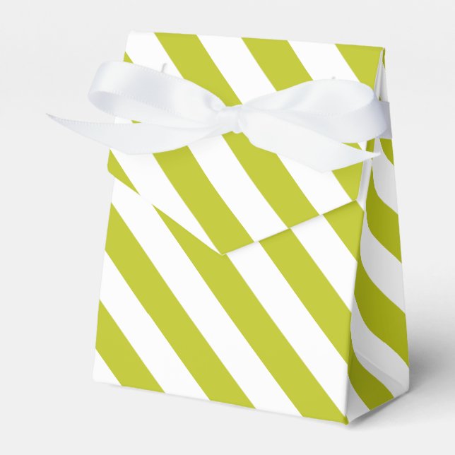 Striped Chartreuse  Favor Box (Front Side)