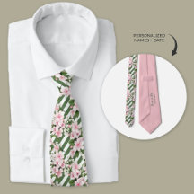 Striped Cherry Blossom Floral Groomsmen 
