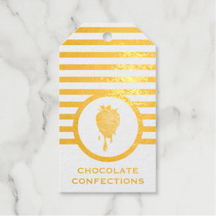 Striped Chic Chocolate Strawberry Business Card Fo Gift Tags