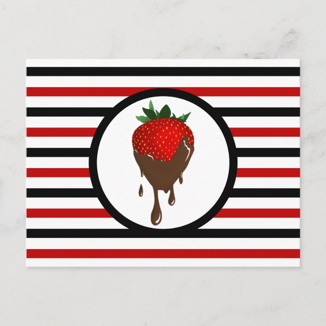 Striped Chic CHOCOLATE STRAWBERRY Postcard (Front)