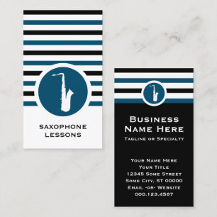 Striped Chic Saxophone Business Card