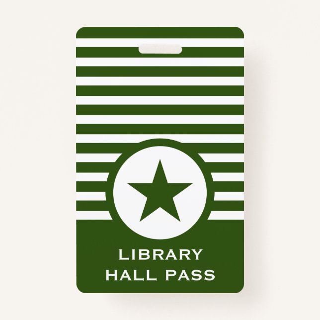 Striped Chic Star Hall Pass for Teachers Badge (Front)