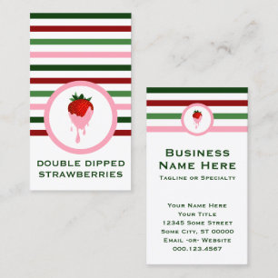 Striped Chic Strawberry Chocolate Strawberry Busin Business Card