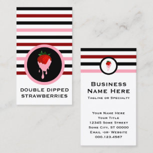 Striped Chic Strawberry Chocolate Strawberry Business Card