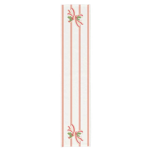 Striped Christmas Bow Table Runner – Vintage Look (Front)