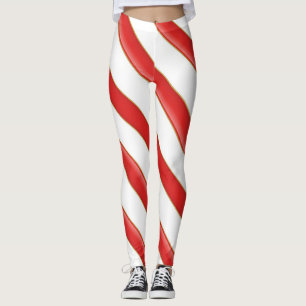 Striped Christmas Candy Cane Leggings