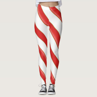 Striped Christmas Candy Cane Leggings