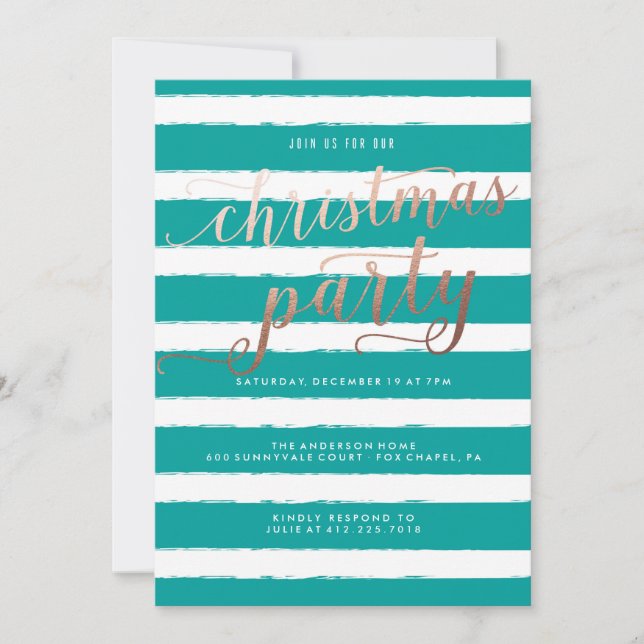 Striped Christmas Holiday Party Invitation (Front)