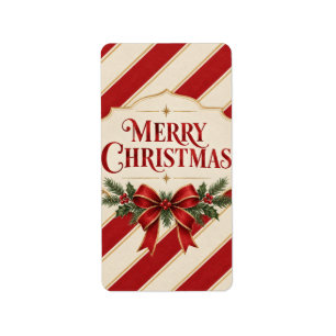 Striped Christmas , Merry Christmas Greeting style Label