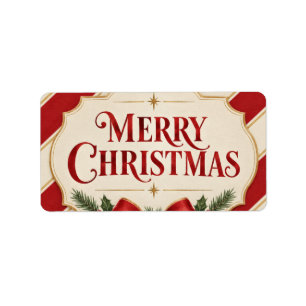 Striped Christmas , Merry Christmas Greeting style Label