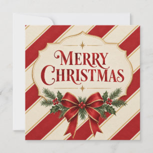Striped Christmas , Merry Christmas Greeting style Thank You Card