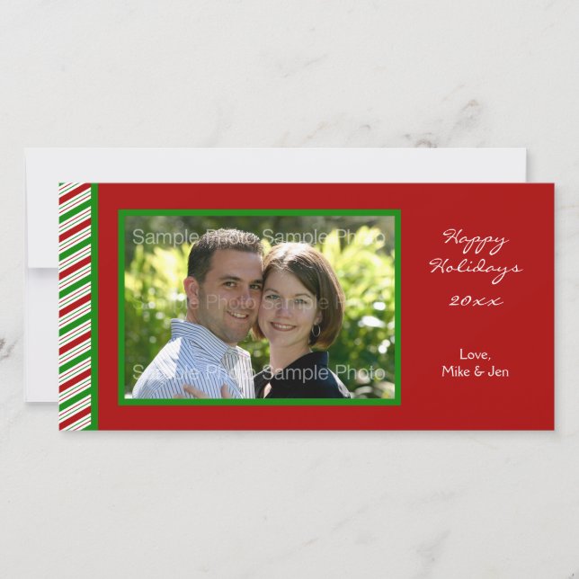 Striped Christmas Photo Card (Front)