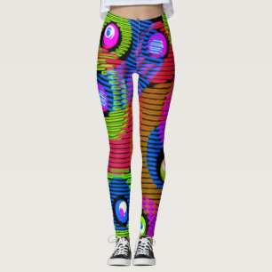 Striped Circle Multi Colour Abstract Pattern Leggings