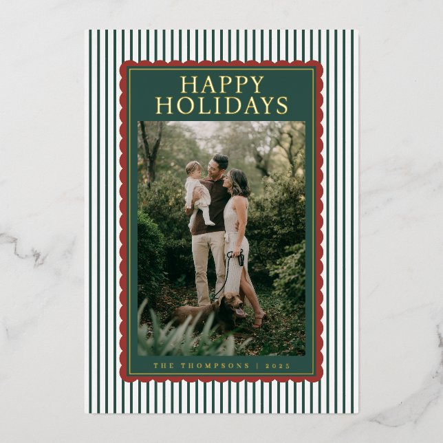 Striped Classic Holiday Photo (Front)