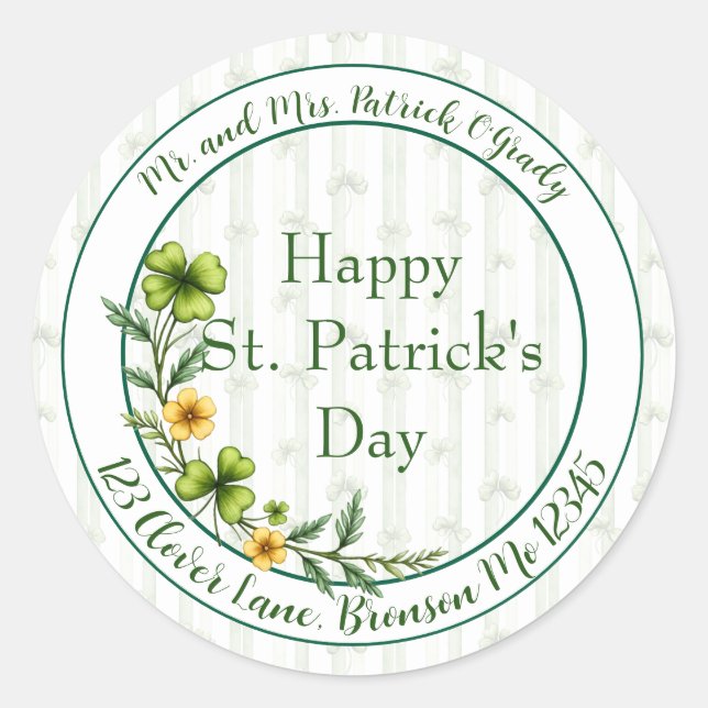 Striped Clovers Envelope Seal (Front)