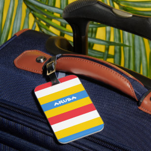 Striped Colors of Aruba Flag Luggage Tag