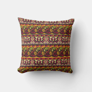 Striped colourful ethnic seamless ornament. Floral Throw Pillow