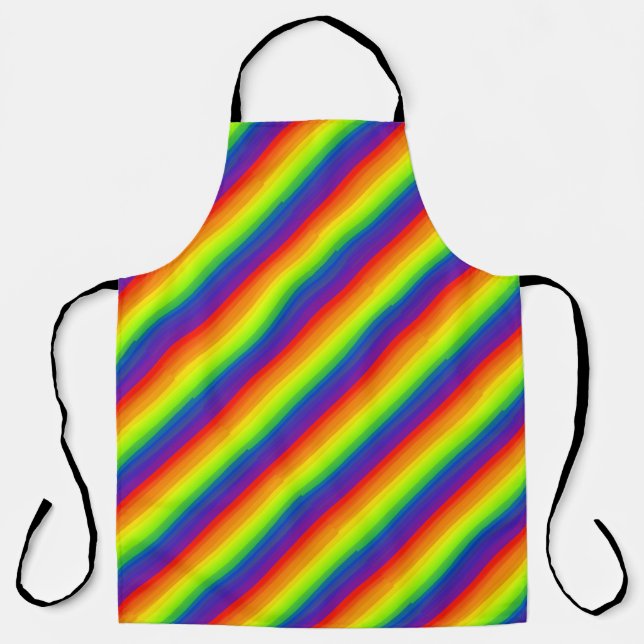 Striped Colourful Gay LGBT Rainbow Flag Design Apron (Front)