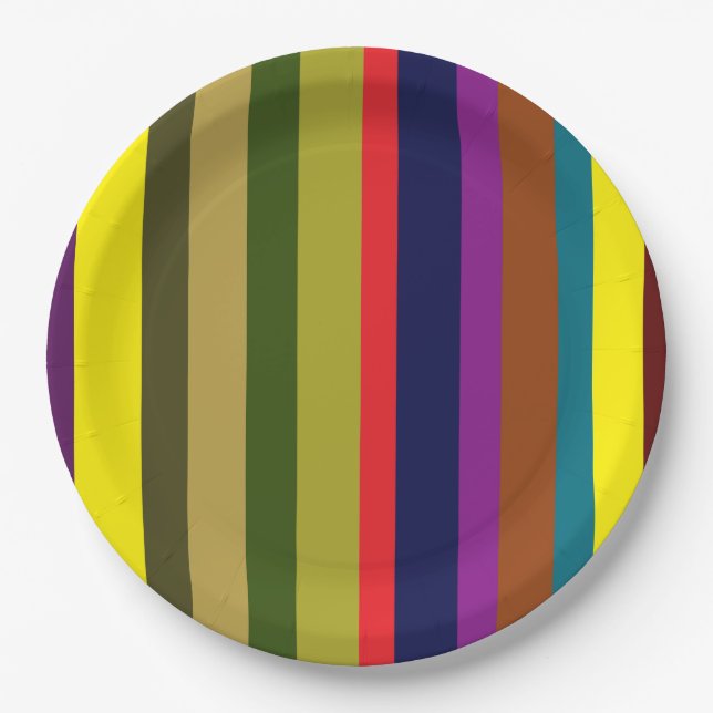 Striped Colourful Men's Paper Plate (Front)