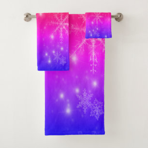 Striped Colours and Big Snowflakes Towel Set