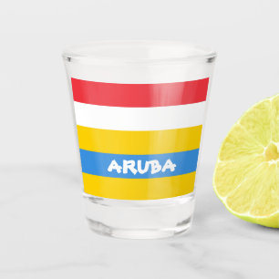 Striped Colours of Aruba Flag Shot Glass