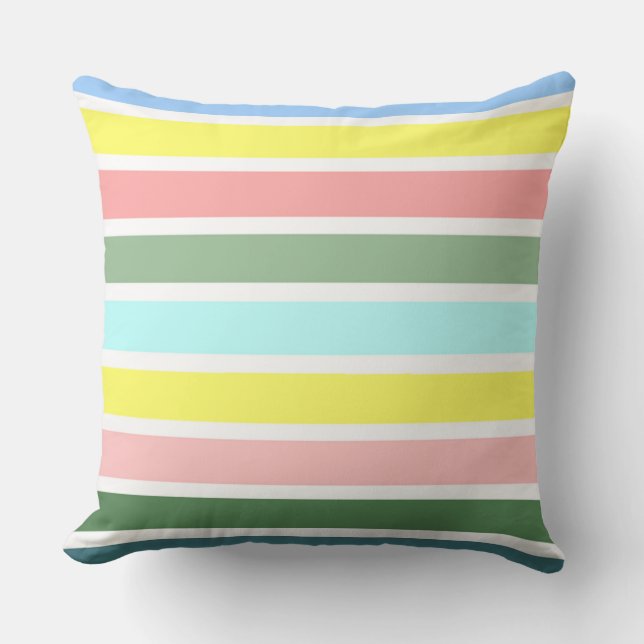 Striped Colours of Bermuda Throw Pillow (Front)