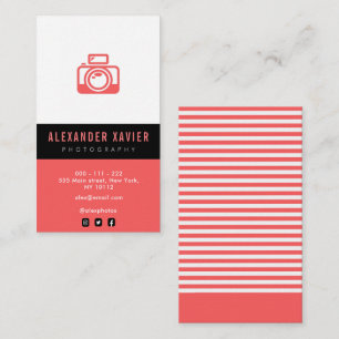 striped colours trendy photographer Business Card