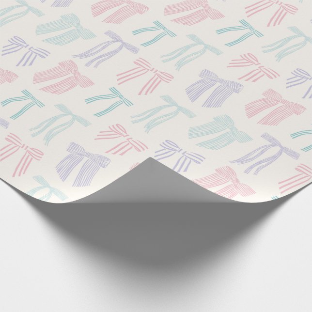 Striped Coquette Bows mint pink lilac Wrapping Paper (Corner)