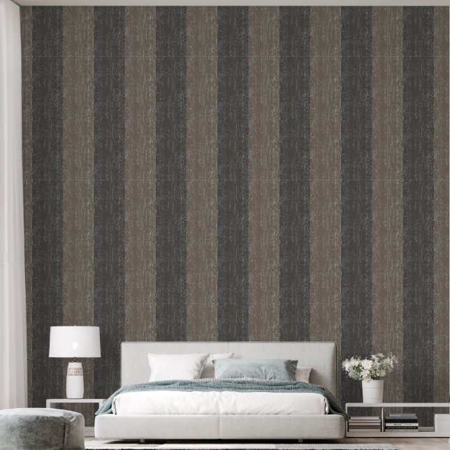 Striped Crackle Texture Taupe and Brown Wallpaper (Bedroom)