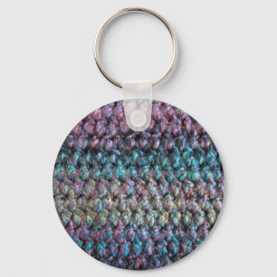 Striped crocheted knitted wool keychain