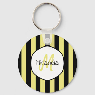 Striped Cucumber Beetle Pattern Name and Monogram Keychain