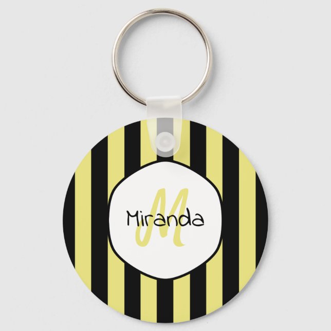 Striped Cucumber Beetle Pattern Name and Monogram Keychain (Front)
