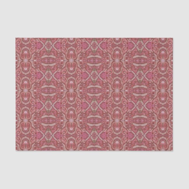Striped Curves Bohemian Arabesque Pattern Copper Tissue Paper (Front)