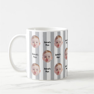 Striped Custom Baby Photo Gift for Dad, Dad's Coffee Mug