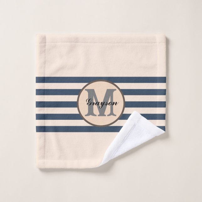 Striped custom monogram baby name  wash cloth (Wash Cloth)