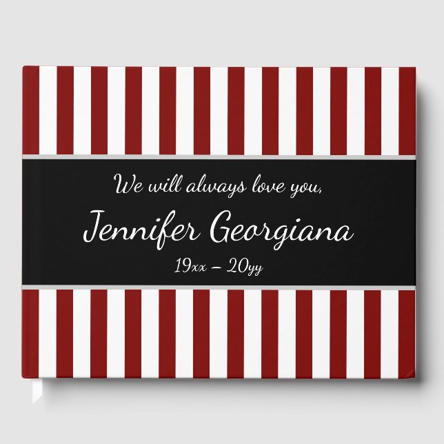 Striped & Customized Memorial Guestbook (Front)