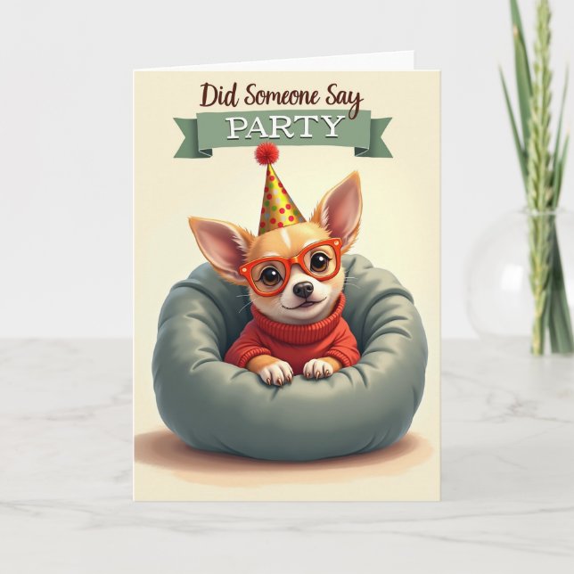 Striped Cute Dog Card (Front)