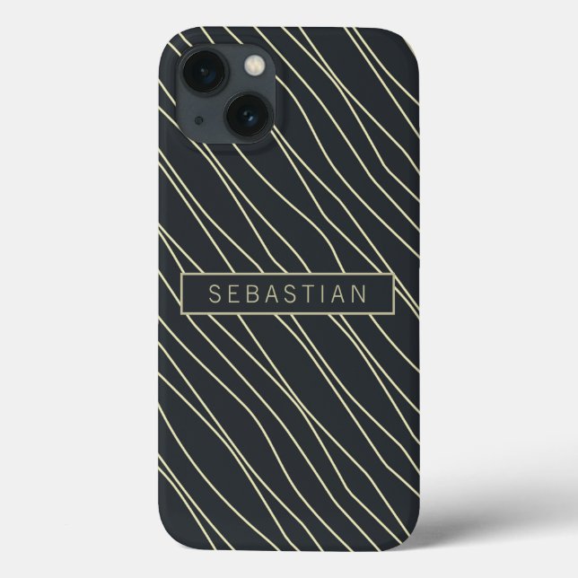 Striped Dark Blue Pattern Personalized Case-Mate iPhone Case (Back)