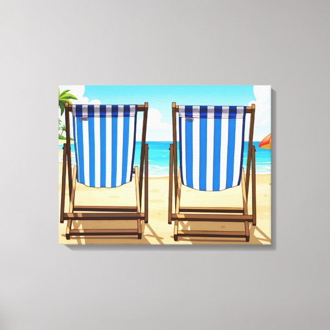 Striped deckchairs canvas print (Front)